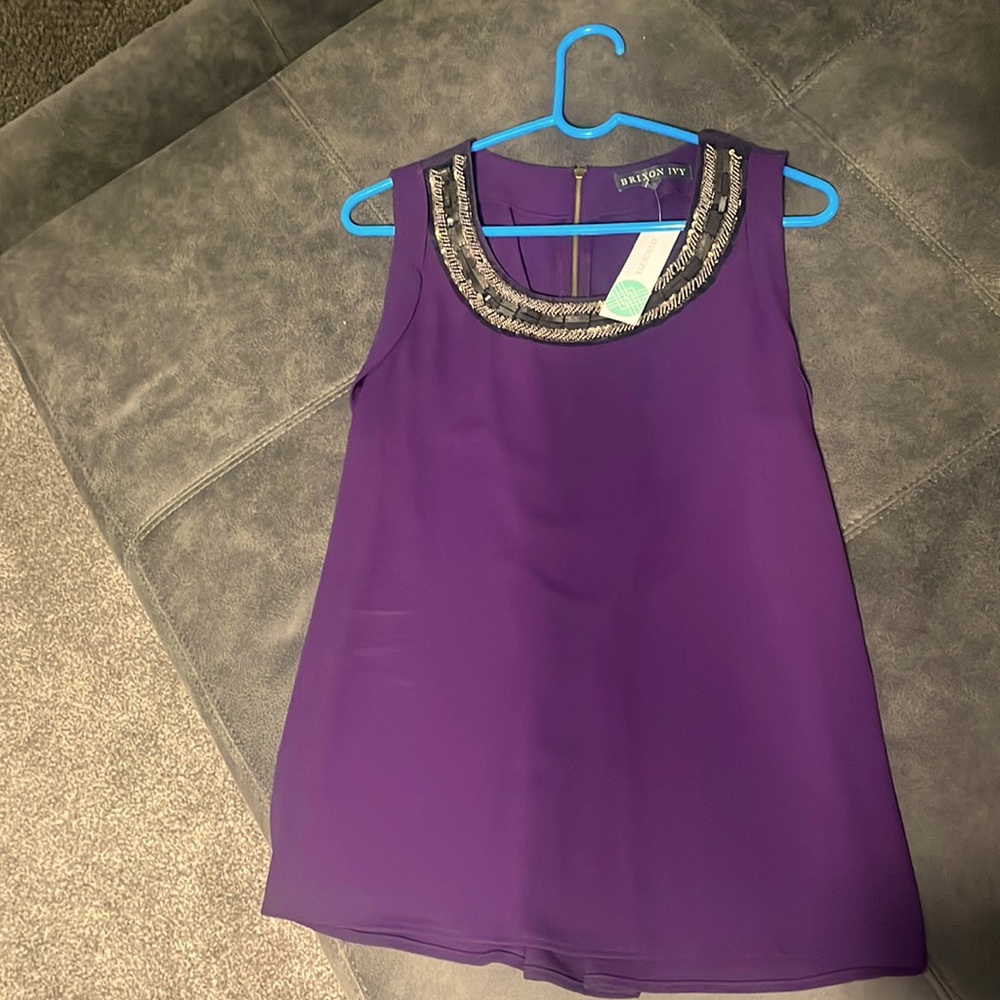 Briton Ivy from Stitch Fix. Donna Embellished Neckline Blouse